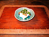 Soy sauce peas over tofu